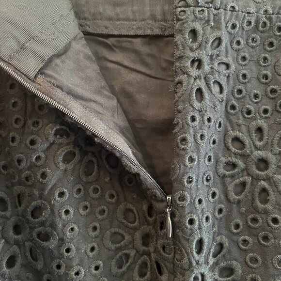 J. Crew Women's No.2 Pencil Pointelle Navy Blue Lined Cotton Skirt, Size 4 - Picture 5 of 10